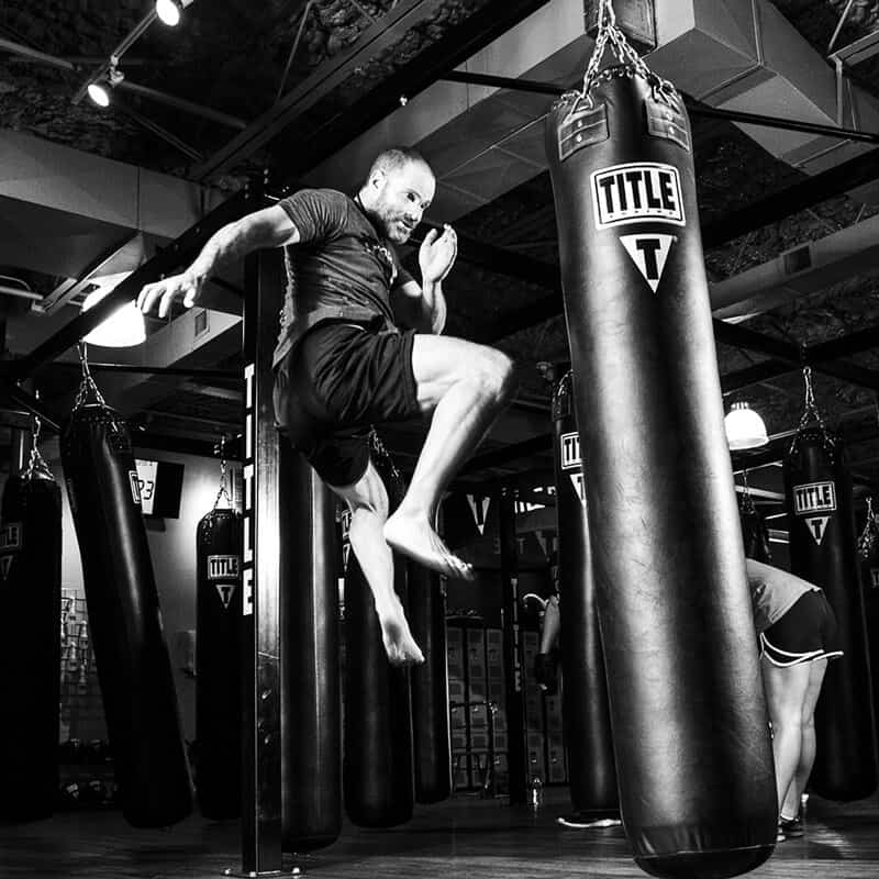 Mixed Martial Arts Lessons for Adults in Alexandria VA - Flying Knee Black and White MMA